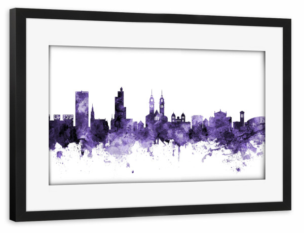 Poster mit Rahmen schwarz "Winterthur Switzerland Skyline 3" artboxONE - Städte,Reise,Ultraviolet,Städte / Weitere