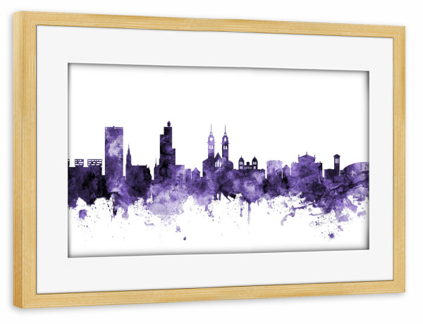 Poster mit Rahmen kiefer "Winterthur Switzerland Skyline 3" artboxONE - Städte,Reise,Ultraviolet,Städte / Weitere
