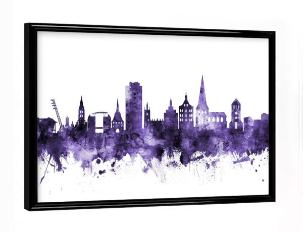 Poster mit schwarzem Rahmen "Rostock Germany Skyline 3" artboxONE - Städte,Reise,Ultraviolet,Städte / Weitere