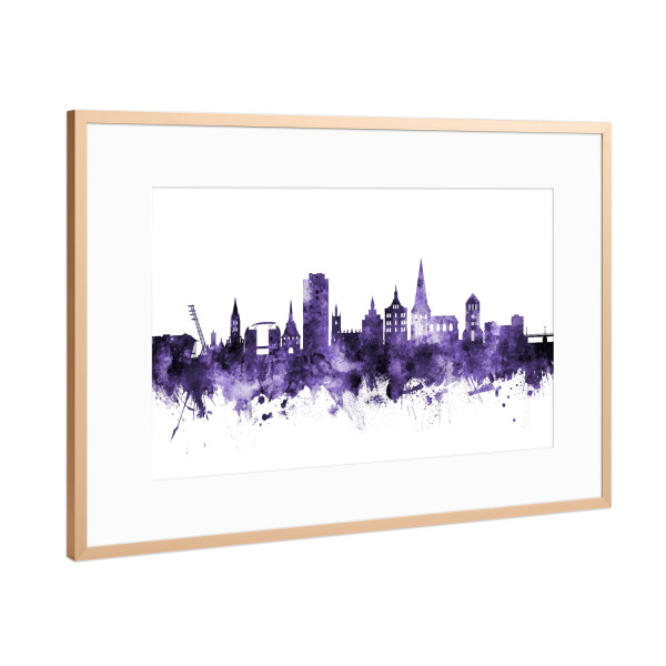 Poster mit Rahmen Kupfer "Rostock Germany Skyline 3" artboxONE - Städte,Reise,Ultraviolet,Städte / Weitere
