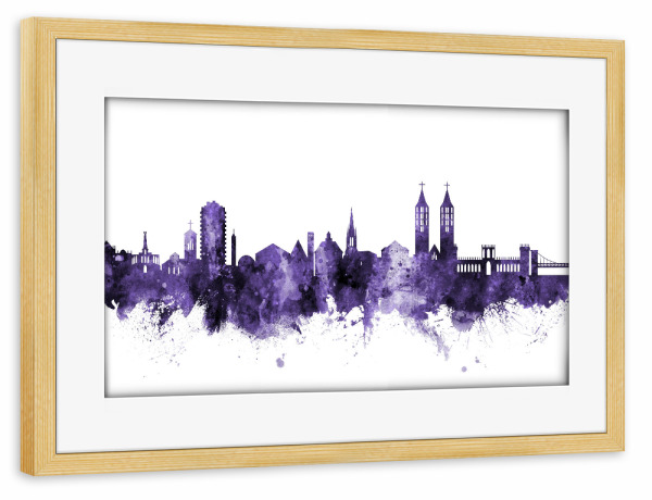 Poster mit Rahmen kiefer "Kassel Germany Skyline 2" artboxONE - Städte,Reise,Ultraviolet,Städte / Weitere