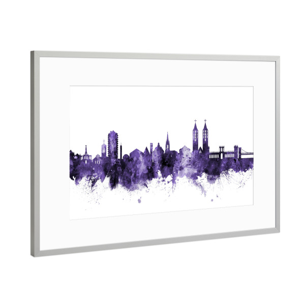 Poster mit Rahmen Silber "Kassel Germany Skyline 2" artboxONE - Städte,Reise,Ultraviolet,Städte / Weitere