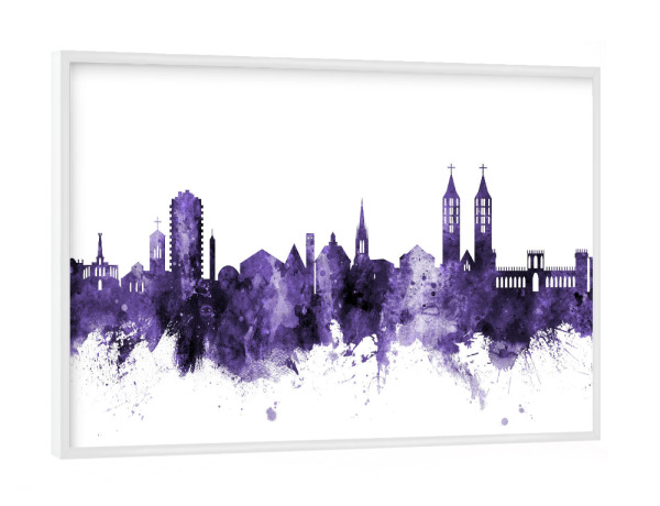 Poster mit weißem Rahmen "Kassel Germany Skyline 2" artboxONE - Städte,Reise,Ultraviolet,Städte / Weitere