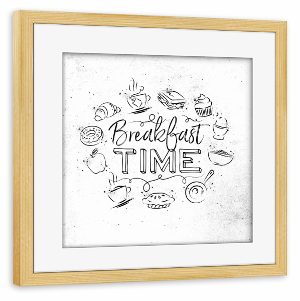 Poster mit Rahmen kiefer "Monogram breakfast time" artboxONE - Essen & Trinken,Schwarzweiß,Essen & Trinken / Obst & Gemüse