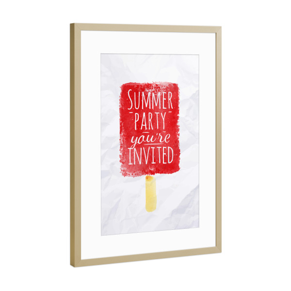 Poster mit Rahmen Gold "Summer ice cream" artboxONE - Essen & Trinken,Schwarzweiß