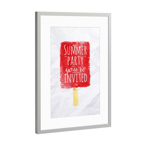 Poster mit Rahmen Silber "Summer ice cream" artboxONE - Essen & Trinken,Schwarzweiß