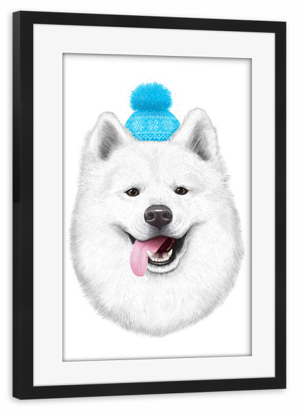 Poster mit Rahmen schwarz "Samoyed" artboxONE - Natur,Tiere,Comic,Menschen,Schwarzweiß,Liebe,Weihnachten,Für Mama,Für Papa,Lustig