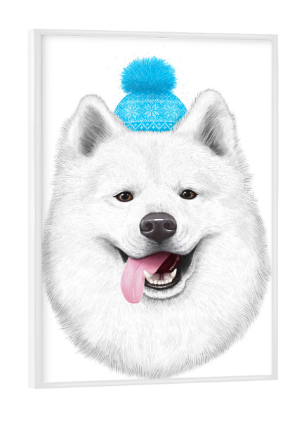 Poster mit weißem Rahmen "Samoyed" artboxONE - Natur,Tiere,Comic,Menschen,Schwarzweiß,Liebe,Weihnachten,Für Mama,Für Papa,Lustig