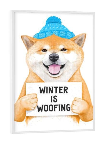 Poster mit weißem Rahmen "Winter dog 2" artboxONE - Natur,Tiere,Comic,Menschen,Schwarzweiß,Liebe,Weihnachten,Städte / Tokio,Für Mama,Für Papa,Lustig
