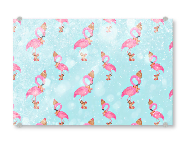 Acrylglasbild "From Flamingos and Christmas" artboxONE - Für Kinder,Tiere,Weihnachten