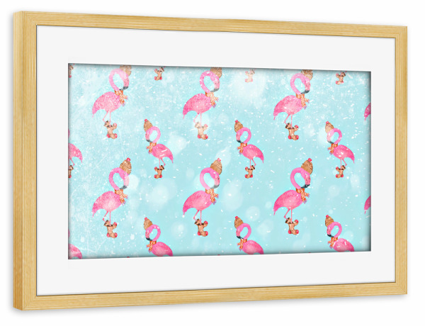 Poster mit Rahmen kiefer "From Flamingos and Christmas" artboxONE - Für Kinder,Tiere,Weihnachten