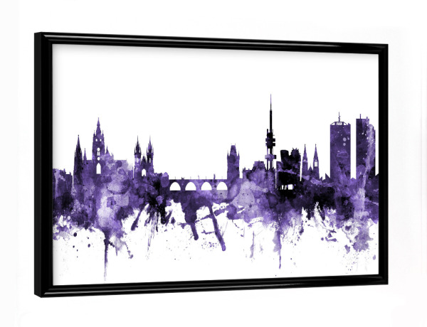 Poster mit schwarzem Rahmen "Prague Czech Republic Skyline" artboxONE - Städte,Reise,Ultraviolet,Städte / Prag