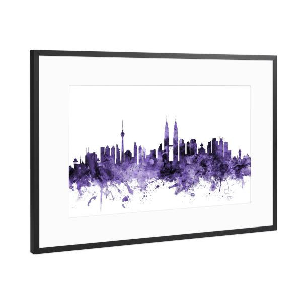 Poster mit Rahmen Schwarz (Metallic) "Kuala Lumpur Malaysia Skyline" artboxONE - Städte,Reise,Ultraviolet,Städte / Weitere
