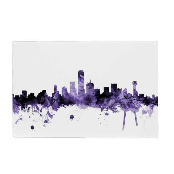 Holzbild "Dallas Texas Skyline" artboxONE - Städte,Reise,Ultraviolet,Städte / Weitere