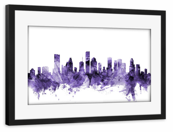 Poster mit Rahmen schwarz "Houston Texas Skyline" artboxONE - Städte,Reise,Ultraviolet,Städte / Weitere