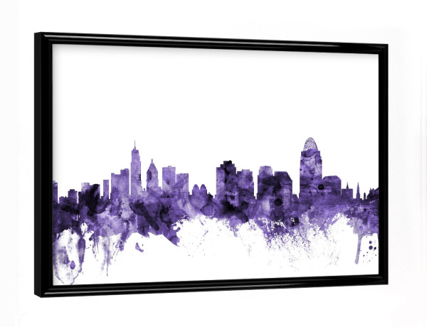 Poster mit schwarzem Rahmen "Cincinnati Ohio Skyline" artboxONE - Städte,Reise,Ultraviolet,Städte / Weitere