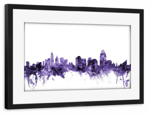 Poster mit Rahmen schwarz "Cincinnati Ohio Skyline" artboxONE - Städte,Reise,Ultraviolet,Städte / Weitere