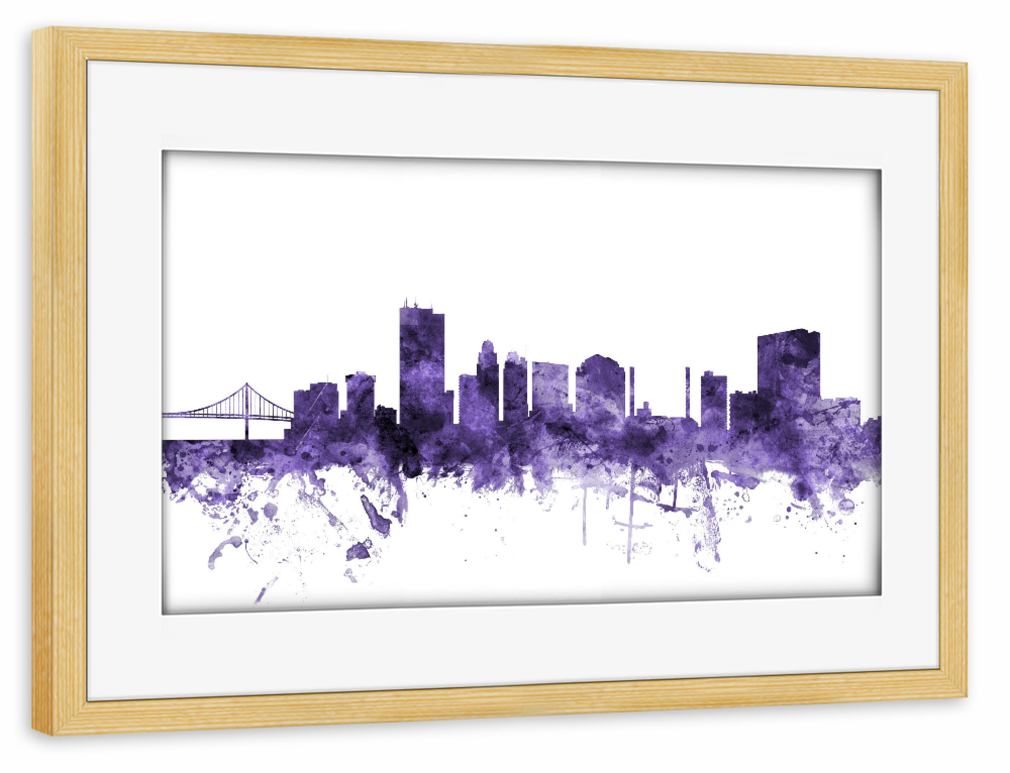 Poster mit Rahmen kiefer "Toledo Ohio Skyline" artboxONE - Städte,Reise,Ultraviolet,Städte / Weitere