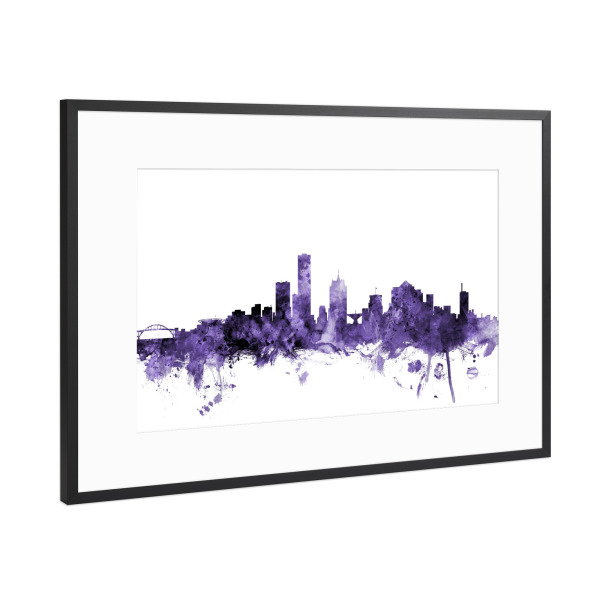 Poster mit Rahmen Schwarz (Metallic) "Milwaukee Wisconsin Skyline" artboxONE - Städte,Reise,Ultraviolet,Städte / Weitere