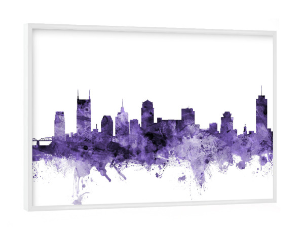 Poster mit weißem Rahmen "Nashville Tennessee Skyline" artboxONE - Städte,Reise,Ultraviolet,Städte / Weitere