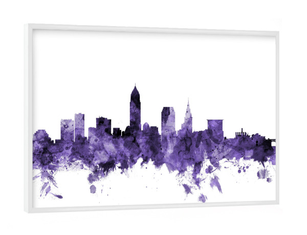Poster mit weißem Rahmen "Cleveland Ohio Skyline 2" artboxONE - Städte,Reise,Ultraviolet,Städte / Weitere