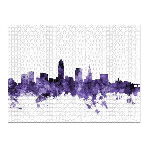 Puzzle Ravensburger "Cleveland Ohio Skyline 2" artboxONE - Städte,Reise,Ultraviolet,Städte / Weitere