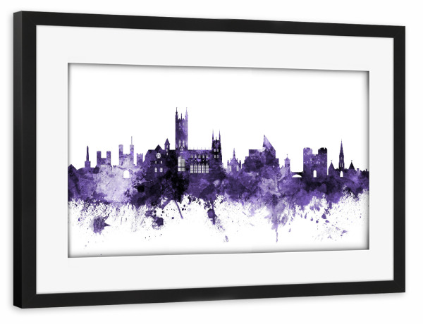 Poster mit Rahmen schwarz "Canterbury England Skyline" artboxONE - Städte,Reise,Ultraviolet,Städte / Weitere