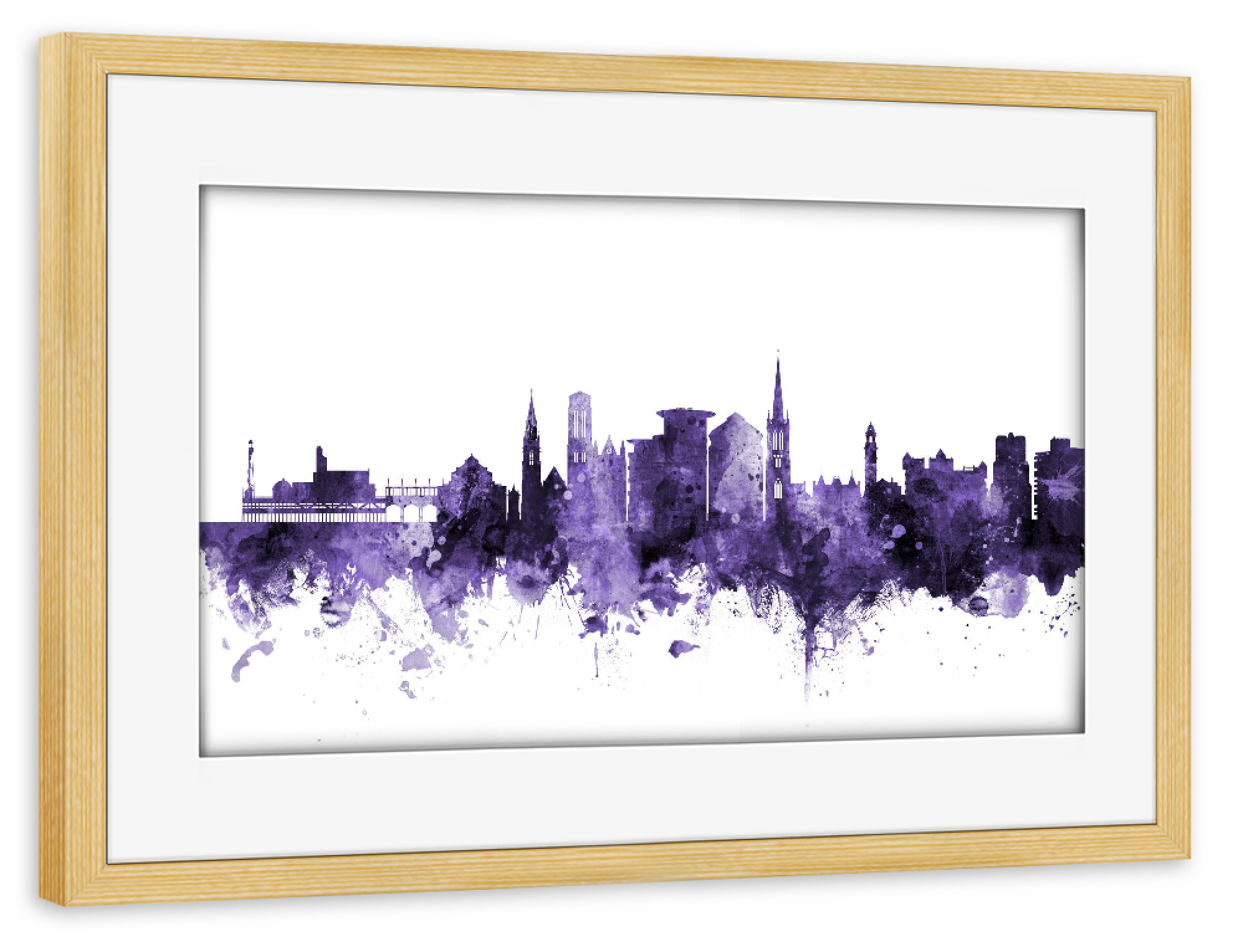 Poster mit Rahmen kiefer "Bournemouth England Skyline" artboxONE - Städte,Reise,Ultraviolet,Städte / Weitere