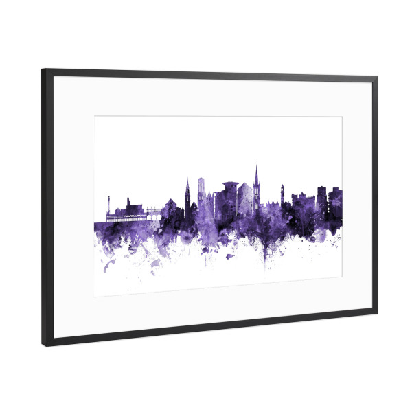 Poster mit Rahmen Schwarz (Metallic) "Bournemouth England Skyline" artboxONE - Städte,Reise,Ultraviolet,Städte / Weitere