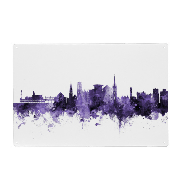 Holzbild "Bournemouth England Skyline" artboxONE - Städte,Reise,Ultraviolet,Städte / Weitere