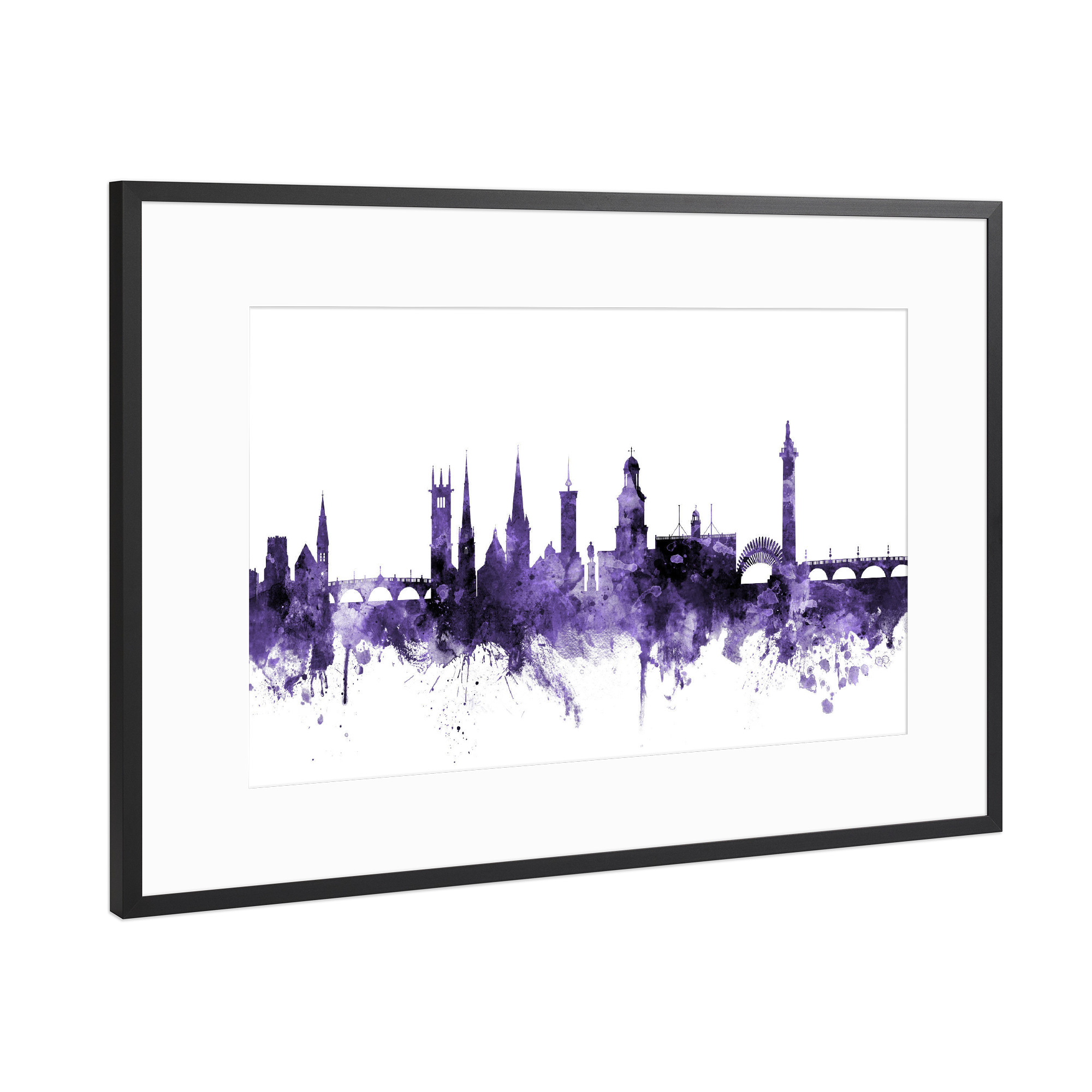 Poster mit Rahmen Schwarz (Metallic) "Shrewsbury England Skyline 3" artboxONE - Städte,Reise,Ultraviolet,Städte / Weitere