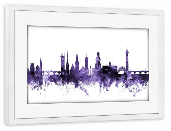 Poster mit Rahmen weiß "Shrewsbury England Skyline 3" artboxONE - Städte,Reise,Ultraviolet,Städte / Weitere
