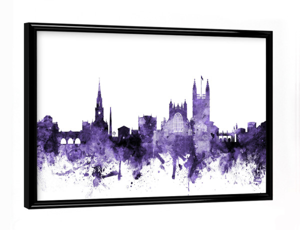 Poster mit schwarzem Rahmen "Bath England Skyline Cityscape 2" artboxONE - Städte,Reise,Ultraviolet,Städte / Weitere
