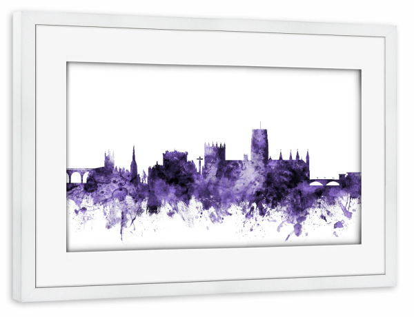 Poster mit Rahmen weiß "Durham England Skyline Cityscape 6" artboxONE - Städte,Reise,Ultraviolet,Städte / Weitere