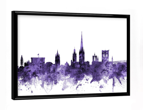 Poster mit schwarzem Rahmen "Norwich England Skyline 2" artboxONE - Städte,Reise,Ultraviolet,Städte / Weitere