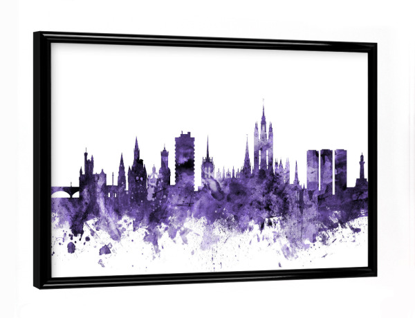 Poster mit schwarzem Rahmen "Aberdeen Scotland Skyline 4" artboxONE - Städte,Reise,Ultraviolet,Städte / Weitere