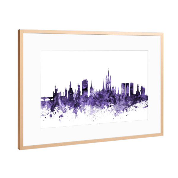 Poster mit Rahmen Kupfer "Aberdeen Scotland Skyline 4" artboxONE - Städte,Reise,Ultraviolet,Städte / Weitere