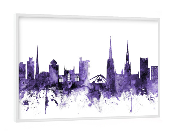 Poster mit weißem Rahmen "Coventry England Skyline 2" artboxONE - Städte,Reise,Ultraviolet,Städte / Weitere