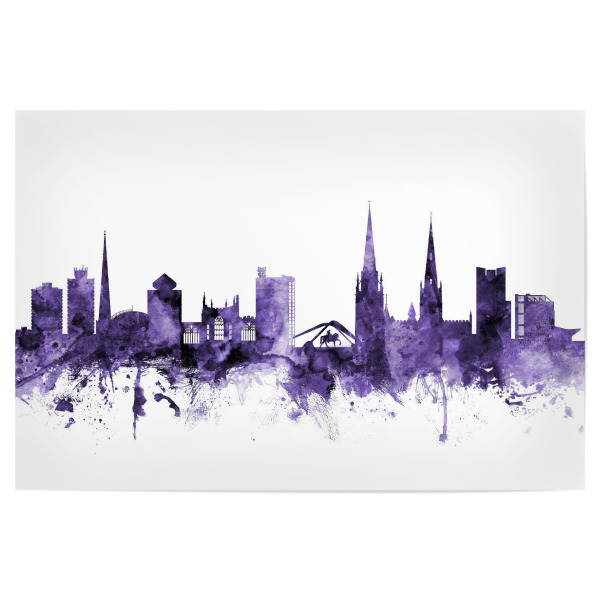 Poster 30x20 cm "Coventry England Skyline 2" artboxONE - Städte,Reise,Ultraviolet,Städte / Weitere