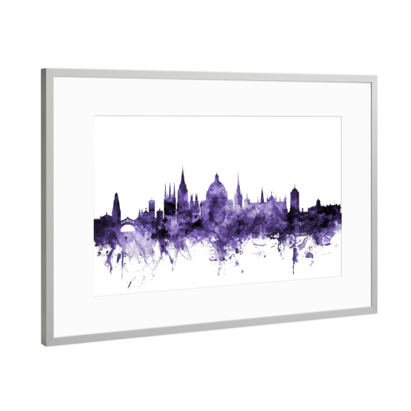 Poster mit Rahmen Silber "Oxford England Skyline 7" artboxONE - Städte,Reise,Ultraviolet,Städte / Weitere
