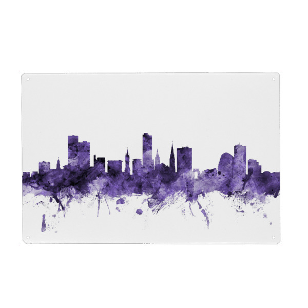 Metall Poster "Leicester England Skyline 2" artboxONE - Städte,Reise,Ultraviolet,Städte / Weitere
