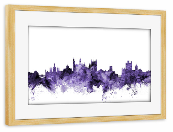 Poster mit Rahmen kiefer "Cambridge England Skyline 2" artboxONE - Städte,Reise,Ultraviolet,Städte / Weitere