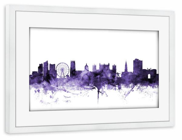 Poster mit Rahmen weiß "Nottingham England Skyline 2" artboxONE - Städte,Reise,Ultraviolet,Städte / Weitere