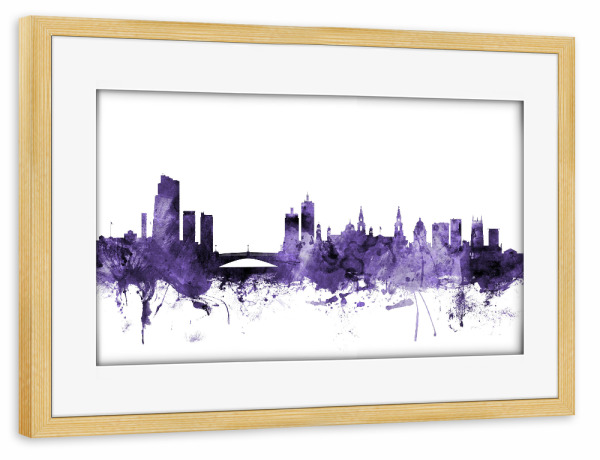 Poster mit Rahmen kiefer "Leeds England Skyline 3" artboxONE - Städte,Reise,Ultraviolet,Städte / Weitere