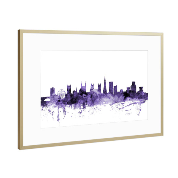 Poster mit Rahmen Gold "Bristol England Skyline 3" artboxONE - Städte,Reise,Ultraviolet,Städte / Weitere