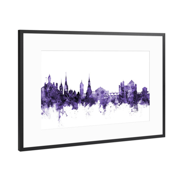 Poster mit Rahmen Schwarz (Metallic) "Schaffhausen Switzerland Skyline 3" artboxONE - Städte,Reise,Ultraviolet,Städte / Weitere