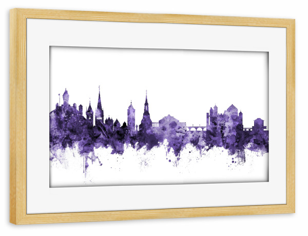 Poster mit Rahmen kiefer "Schaffhausen Switzerland Skyline 3" artboxONE - Städte,Reise,Ultraviolet,Städte / Weitere
