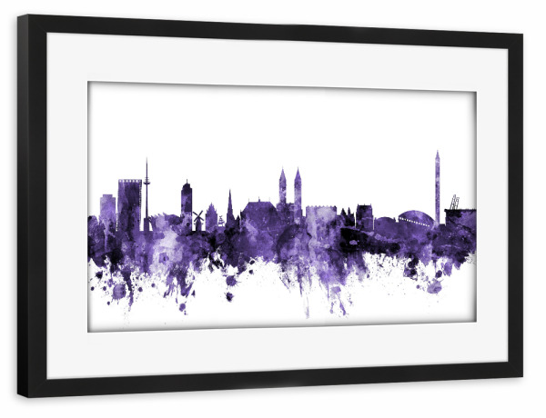 Poster mit Rahmen schwarz "Bremen Germany Skyline 3" artboxONE - Städte,Reise,Ultraviolet,Städte / Weitere