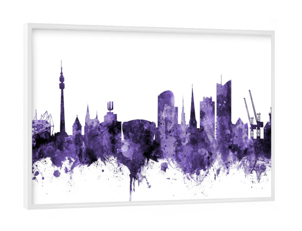 Poster mit weißem Rahmen "Dortmund Germany Skyline 3" artboxONE - Städte,Reise,Ultraviolet,Städte / Weitere
