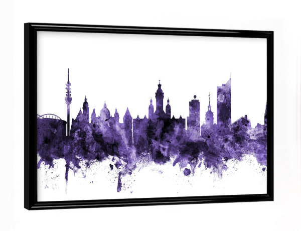 Poster mit schwarzem Rahmen "Leipzig Germany Skyline 3" artboxONE - Städte,Reise,Ultraviolet,Städte / Weitere